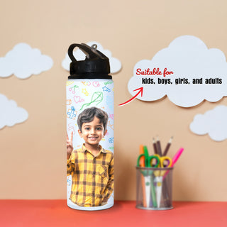 Sipper Bottle 750ml – Custom Water Bottle with High Quality Photo & Name Print