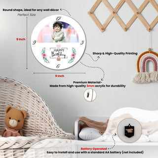 Acrylic Round Theme Wall Clock with Your Favorite Picture Printed.