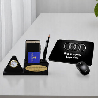 Customized Desk Organizer & Mouse Pad Set with Name & Logo