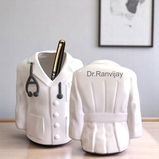Doctor Coat Pen Stand With Name Engraved.