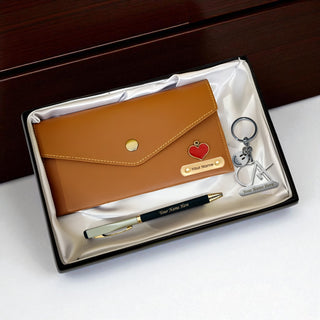 Personalized Pen, Keychain & Clutch Combo with Engraved Name – Gift for Women