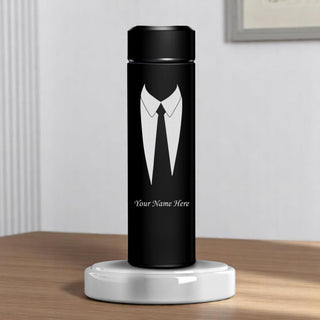 Water Bottle for Men With Name & Suit Design Engraved.