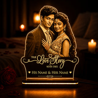 Acrylic LED Photo Lamp 6x8 Inch – Customized Engraved Photo Cutout with Name