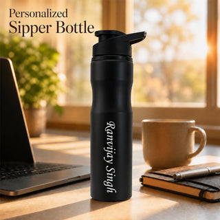 Personalized Sipper Water Bottle With Name Engraved.