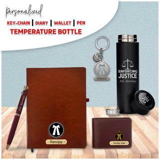 Customized Advocate Gift Set: Personalized Keychain, Bottle, Pen, Wallet & Diary.
