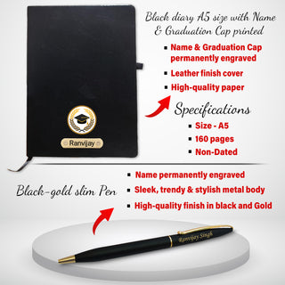 Personalized Graduation Gift Set – Engraved Pen, Diary & Pen Stand