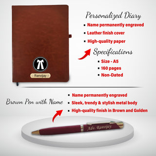 Customized Advocate Gift Set: Personalized Keychain, Bottle, Pen, Wallet & Diary.