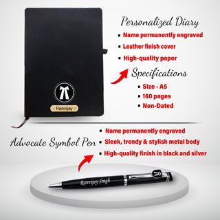 Advocate Gift Set: Personalized Keychain, Bottle, Pen, Wallet & Diary.