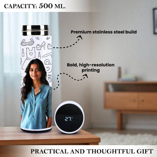 White Temperature Bottle – Personalized with Photo, Logo, or Wishes, 500 ML