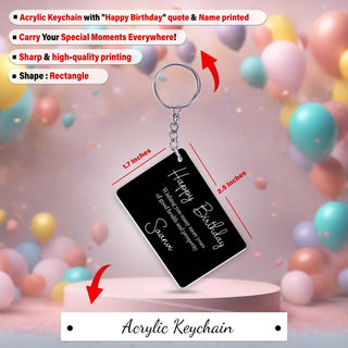 Birthday Gift Combo – Black Ceramic Coffee Mug & Acrylic Keychain with 'Happy Birthday' Quote & Name Printed.