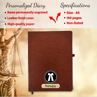 Customized Advocate Set: Name Engraved Pen & A5 Black Diary