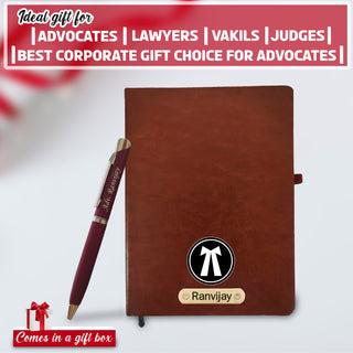 Customized Advocate Set: Name Engraved Pen & A5 Black Diary