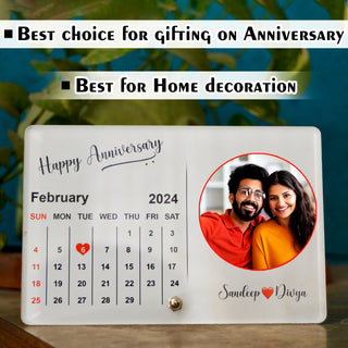 Acrylic Calendar Photo Frame with Stand- Customized With Your Picture & Your Memorable Date.