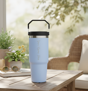 Custom Name Stainless Steel Tumbler 900ml – Vacuum Insulated Bottle with Straw.
