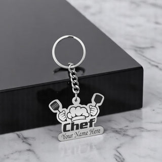 Personalized Stainless Steel Keychain with Engraved Name – Custom Gift for Professionals.