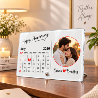 Acrylic 4x6 Inches Calendar Photo Frame with Stand- Customized With Your Picture & Your Memorable Date.
