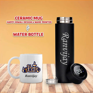 Customized Diwali Combo - Black Bottle & Coffee Mug