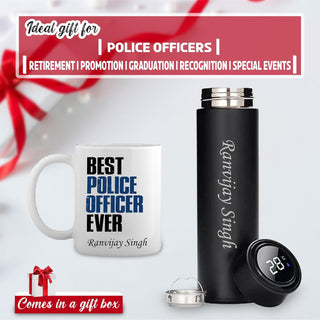 Police Officer Combo-Black Bottle & Mug With Name.