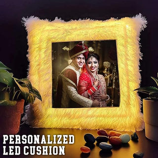Custom LED Fur Pillow: Photo or Name Print.