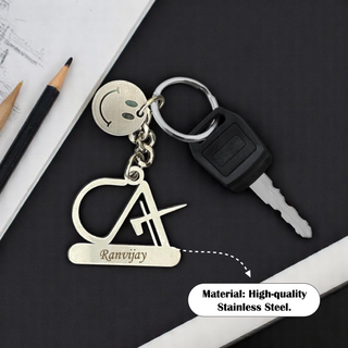 Custom Stainless Steel Keychain with Name Engraving – Profession-Themed Design