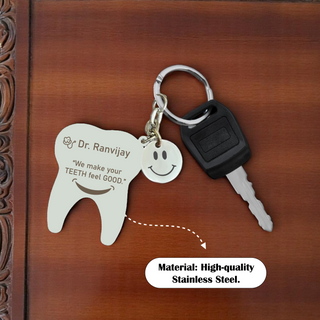 Custom Stainless Steel Keychain with Name Engraving – Profession-Themed Design