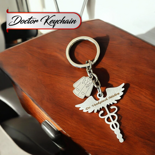 Custom Stainless Steel Keychain with Name Engraving – Profession-Themed Design