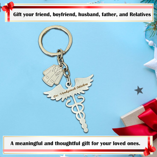 Custom Stainless Steel Keychain with Name Engraving – Profession-Themed Design