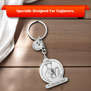 Custom Stainless Steel Keychain with Name Engraving – Profession-Themed Design