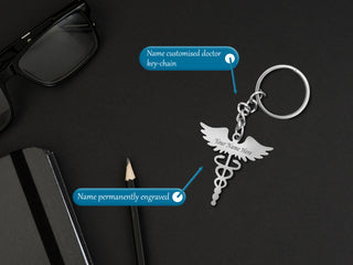 Personalized Stainless Steel Keychain with Engraved Name – Custom Gift for Professionals.
