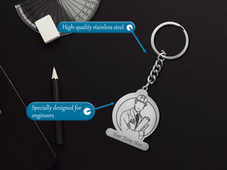Personalized Stainless Steel Keychain with Engraved Name – Custom Gift for Professionals.