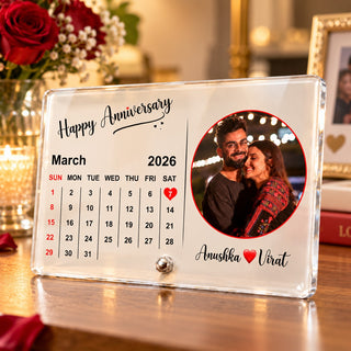 Acrylic 4x6 Inches Calendar Photo Frame with Stand- Customized With Your Picture & Your Memorable Date.