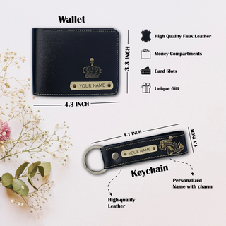 Personalized Men's Leather Gift Set - Wallet, Keychain, Eyewear & Passport Cover.