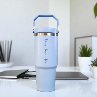 Custom Name Stainless Steel Tumbler 900ml – Vacuum Insulated Bottle with Straw.