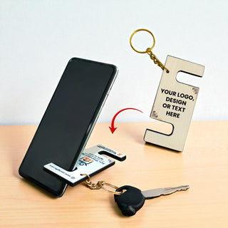 Customized Wooden Mobile Stand Keychain.