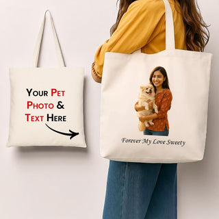 Custom Pet Tote Bag with Name & Photo. Ideal Bag for Pet Lovers.