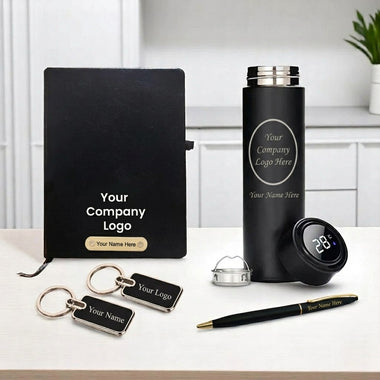 Custom Combo Set - Metal Keychain, Temp Bottle, Slim Pen & Diary