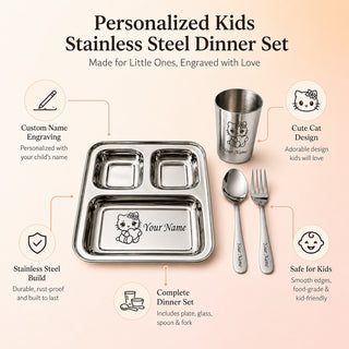 Personalized 3-Compartment Thali Set for Kids.