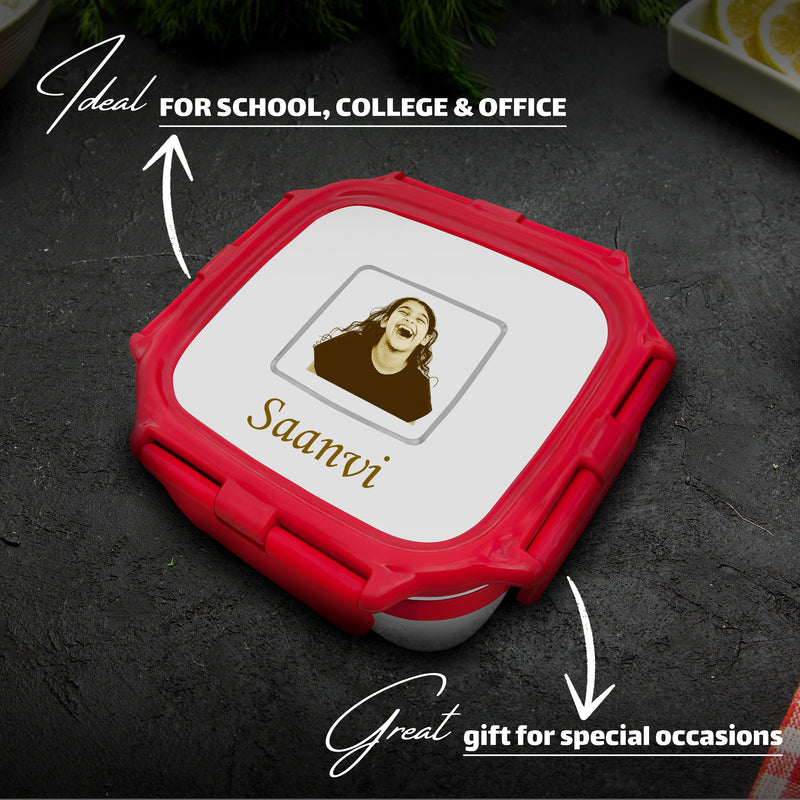 Custom Kids Stainless Steel Lunch Box – Photo & Name Printed.