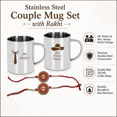 Stainless Steel Couple Mug Set for Bhai-Bhabhi on Rakshabandhan