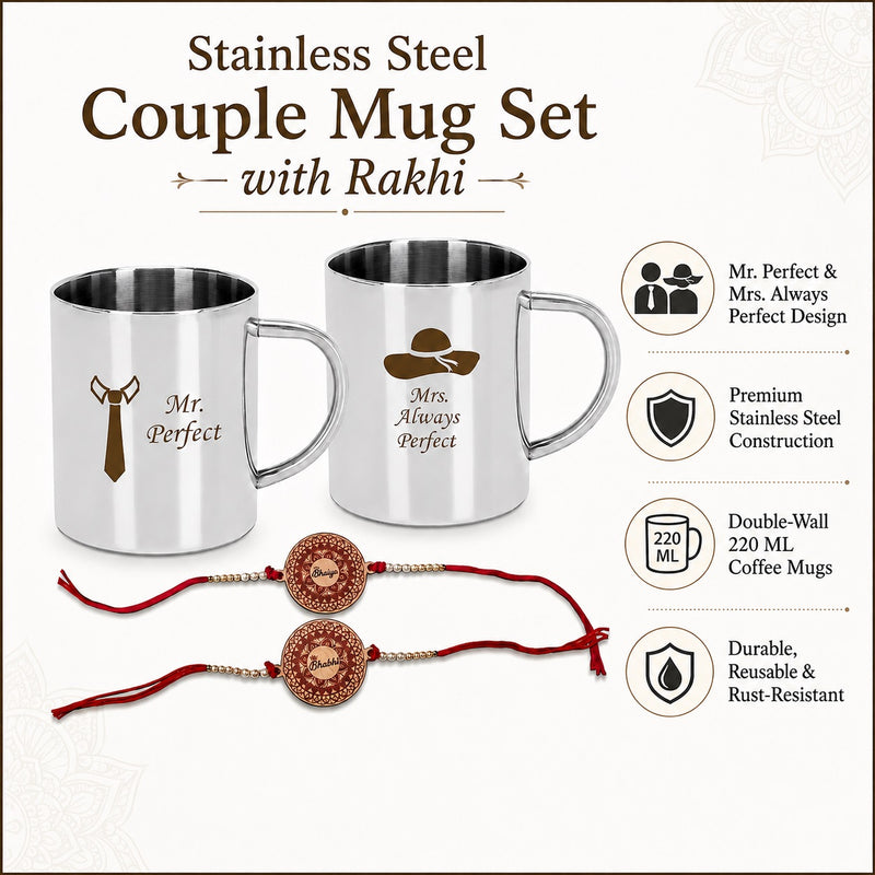 Stainless Steel Couple Mug Set for Bhai-Bhabhi on Rakshabandhan