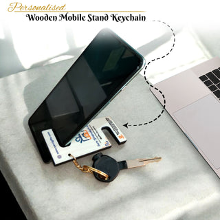 Customized Wooden Mobile Stand Keychain.