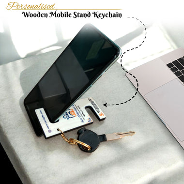 Customized Wooden Mobile Stand Keychain.
