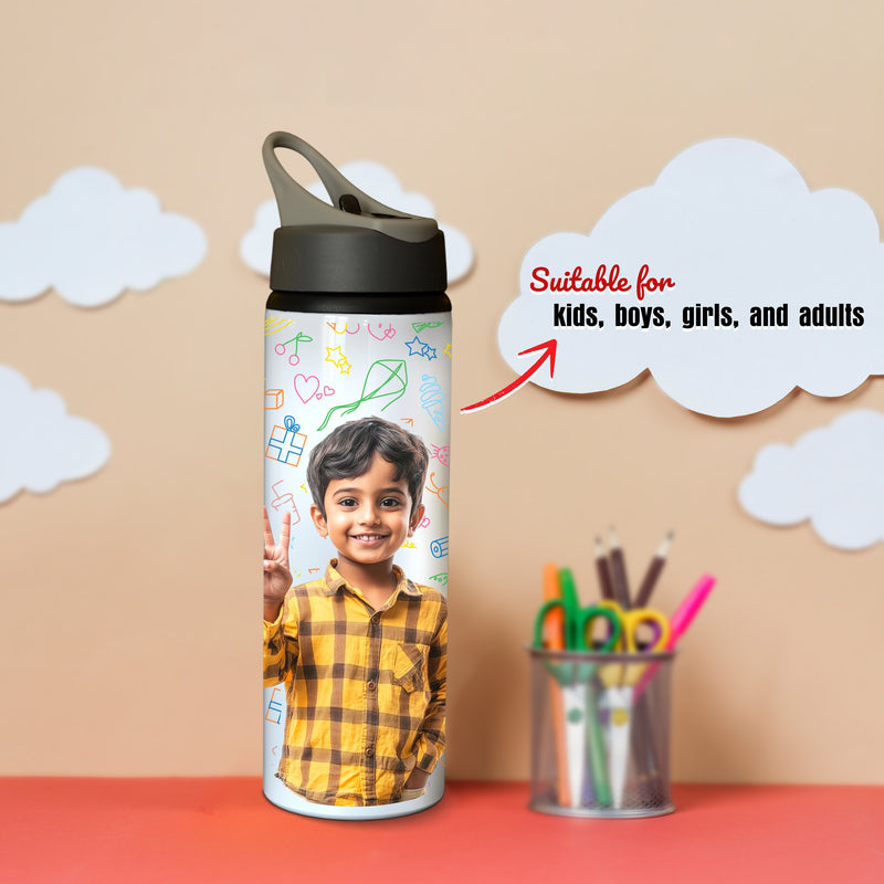 Personalized Water Bottle – Custom Photo Printed with Name