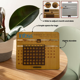 Lifetime Infinity Desk Calendar – Wooden Calendar with Personalized Name, Company Logo & Branding
