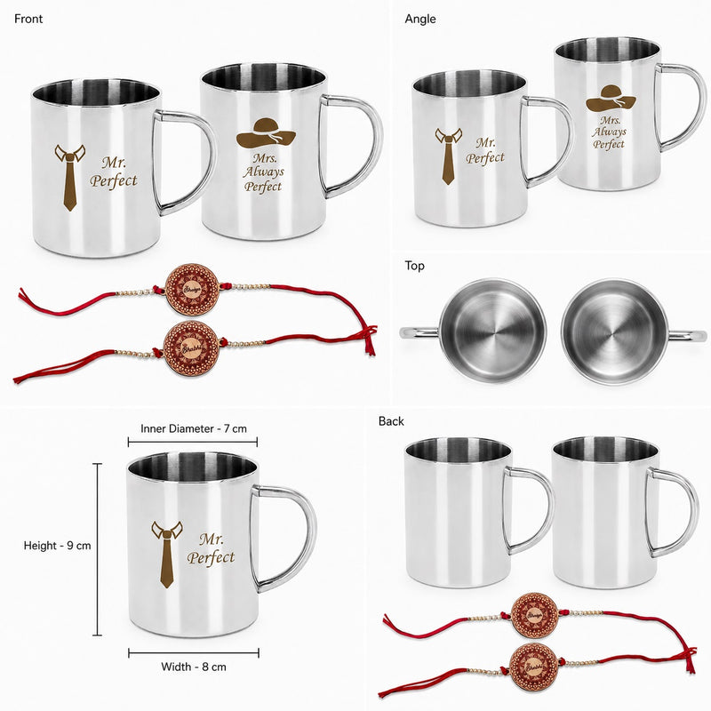 Stainless Steel Couple Mug Set for Bhai-Bhabhi on Rakshabandhan