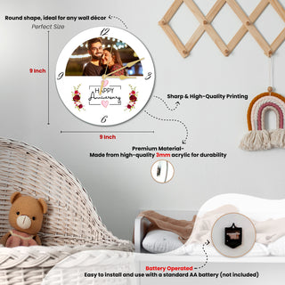 Acrylic Round Theme Wall Clock with Your Favorite Picture Printed.