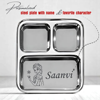 Personalized Kid Combo – Steel Plate with Name & Character + Photo Printed Sipper Bottle