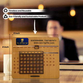 Lifetime Infinity Desk Calendar – Wooden Calendar with Personalized Name, Company Logo & Branding