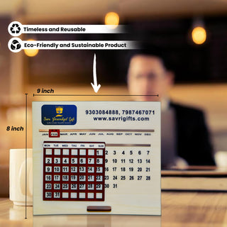 Lifetime Infinity Desk Calendar – Wooden Calendar with Personalized Name, Company Logo & Branding