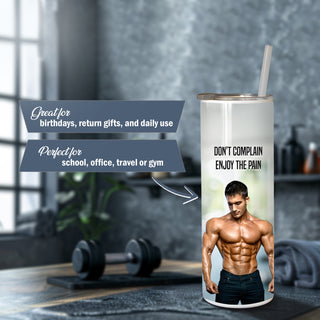 White Sublimation Tumbler with Straw – Custom Photo & Name Printed